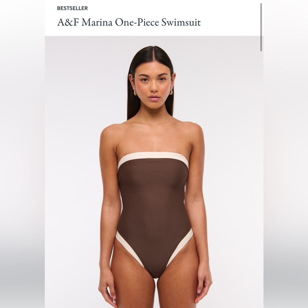 Abercrombie & Fitch Brown and Cream One-Piece Swimsuit